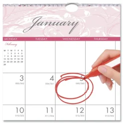 Sale 12-Month (Jan-Dec): 2026 12 in. x 12 in. Breast Cancer Awareness Artwork Recycled Monthly Wall Calendar - White/Pink/Gray Sheets Calendars & Planners