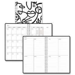 Best Recycled Non-Dated Monthly/Weekly Abstract Faces Planner - Black/White Cover Paper & Printables