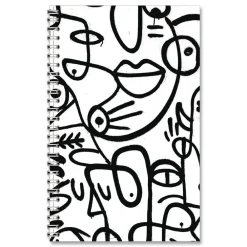 Best Recycled Non-Dated Monthly/Weekly Abstract Faces Planner - Black/White Cover Paper & Printables