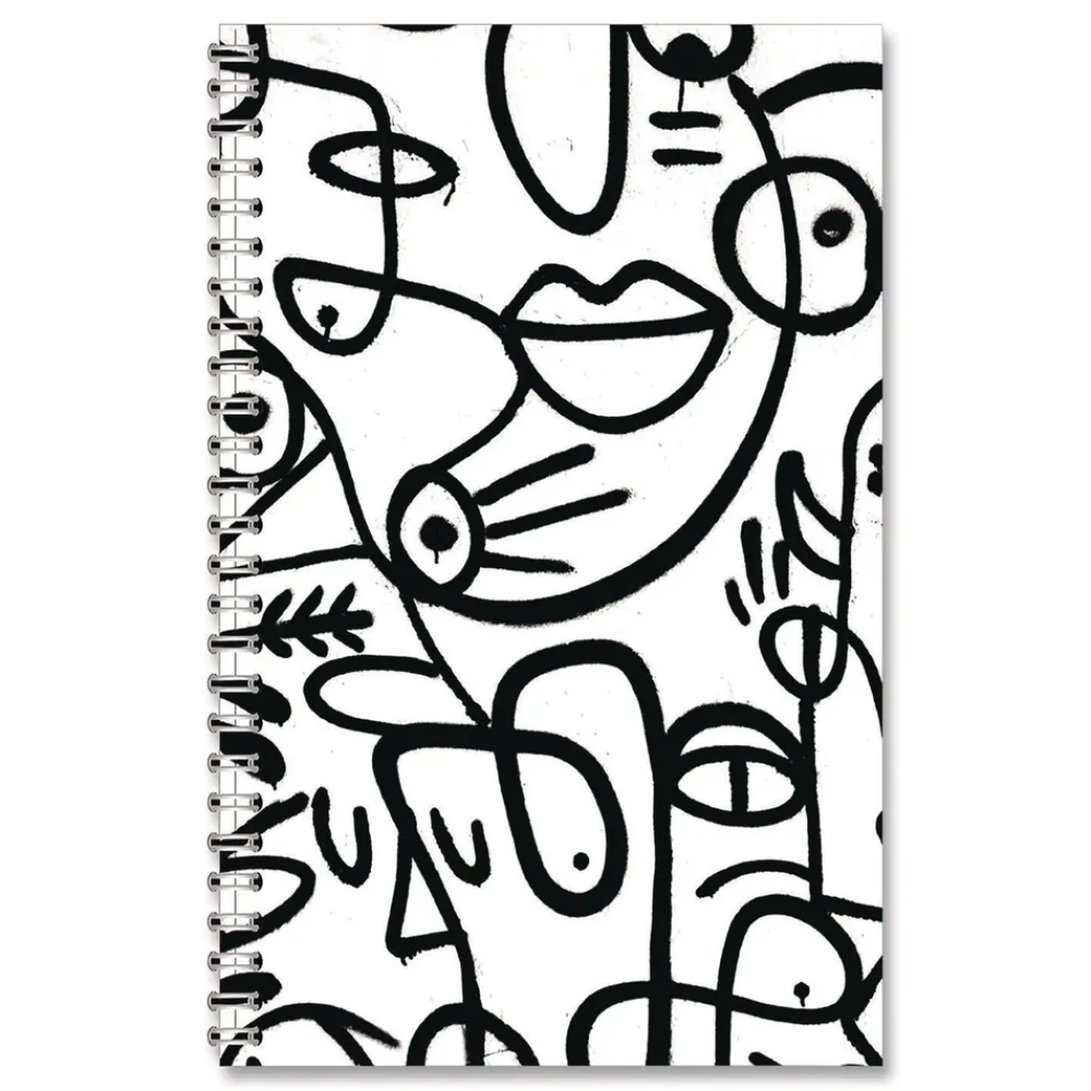 Best Recycled Non-Dated Monthly/Weekly Abstract Faces Planner - Black/White Cover Paper & Printables