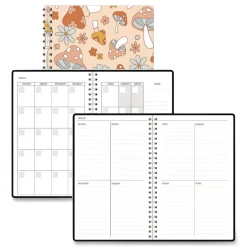 New Recycled Non-Dated Monthly/Weekly Mushrooms Planner - Multicolor Cover Paper & Printables