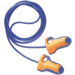 LT-30 100-Pair 32NRR Laser Trak Corded Single-Use Earplugs - Orange/Blue Ear Protection