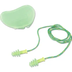 100-Pair Corded Fusion Multiple-Use Earplug - Small, Green/Yellow Ear Protection