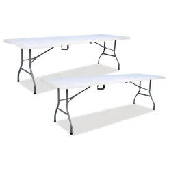 Outlet 94.5 in. x 29.9 in. x 30 in. Bifold Rectangular Resin Folding Table - White Granite Top/Gray Base/Legs (2/Pack) Office Furniture & Lighting