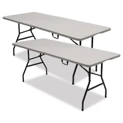 Online 70.9 in. x 29.1 in. x 30 in. Bifold Rectangular Resin Folding Table - White Granite Top/Gray Base/Legs (2/Pack) Office Furniture & Lighting
