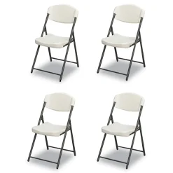 New Rough n Ready 18 in. Seat Height Commercial Folding Chair Supports Up to 350 lb - Platinum Granite Seat/Back/Black Base (4/Pack) Office Furniture & Lighting