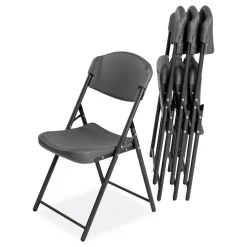 Online Rough n Ready 18 in. Seat Height Commercial Folding Chair Supports Up to 350 lb - Charcoal Seat/Back/Charcoal Base (4/Pack) Office Furniture & Lighting