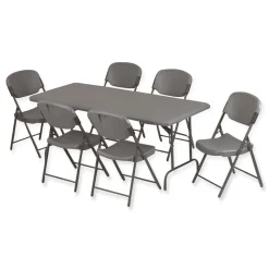 Online Rough n Ready 18 in. Seat Height Commercial Folding Chair Supports Up to 350 lb - Charcoal Seat/Back/Charcoal Base (4/Pack) Office Furniture & Lighting