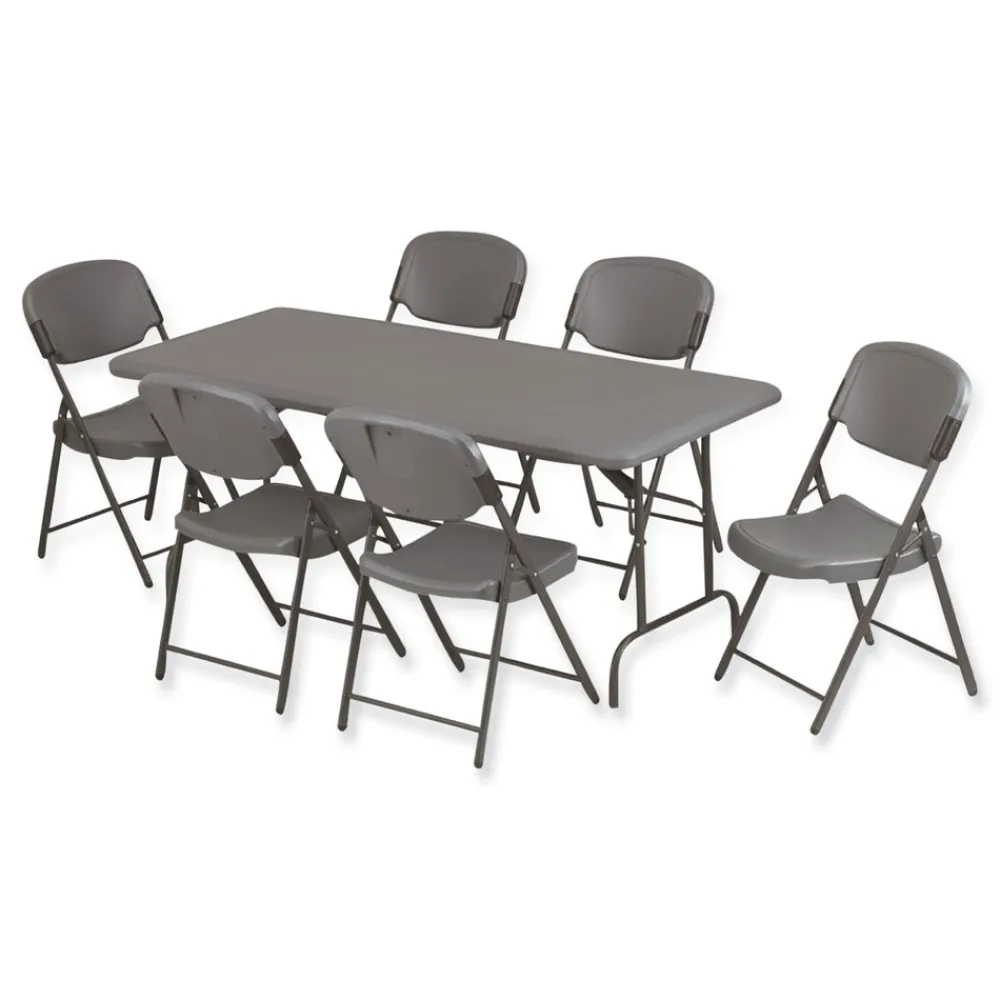 Online Rough n Ready 18 in. Seat Height Commercial Folding Chair Supports Up to 350 lb - Charcoal Seat/Back/Charcoal Base (4/Pack) Office Furniture & Lighting