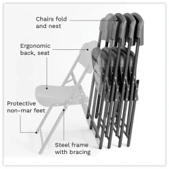 Online Rough n Ready 18 in. Seat Height Commercial Folding Chair Supports Up to 350 lb - Charcoal Seat/Back/Charcoal Base (4/Pack) Office Furniture & Lighting