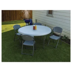 Online Rough n Ready 18 in. Seat Height Commercial Folding Chair Supports Up to 350 lb - Charcoal Seat/Back/Charcoal Base (4/Pack) Office Furniture & Lighting