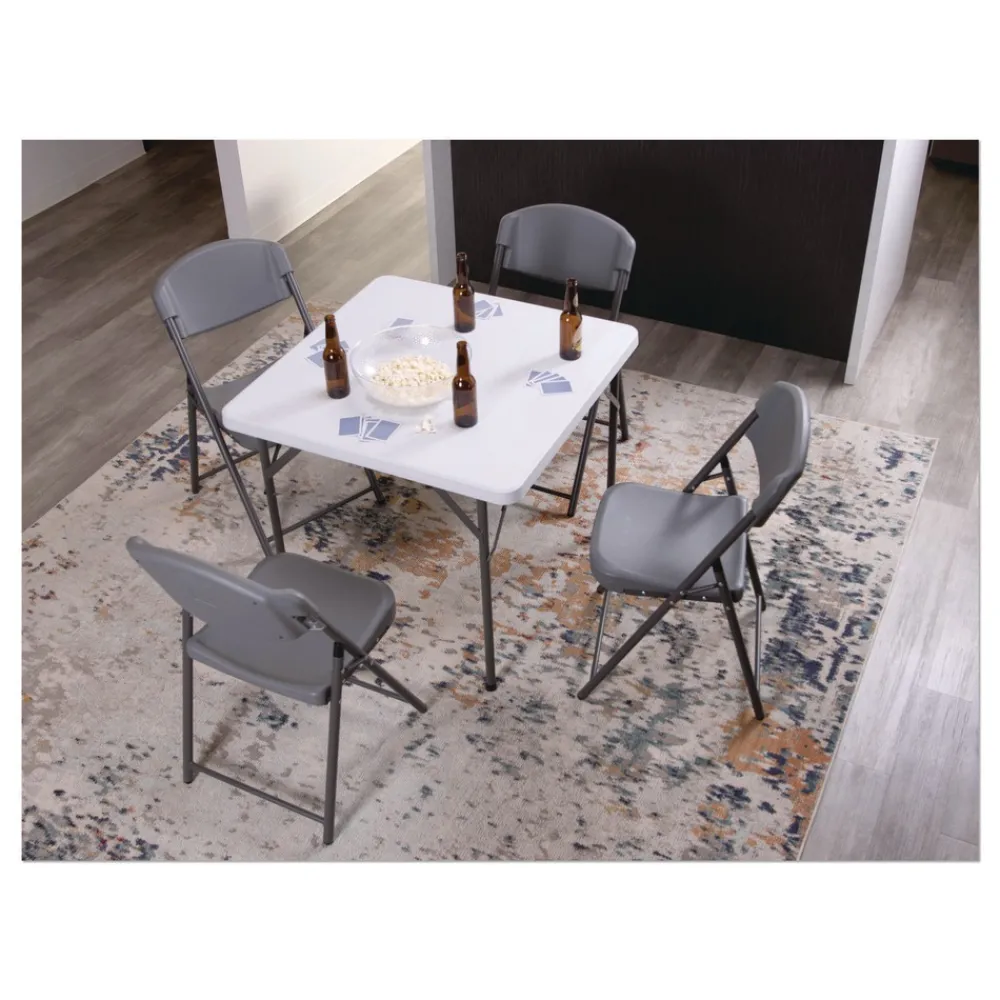 Online Rough n Ready 18 in. Seat Height Commercial Folding Chair Supports Up to 350 lb - Charcoal Seat/Back/Charcoal Base (4/Pack) Office Furniture & Lighting