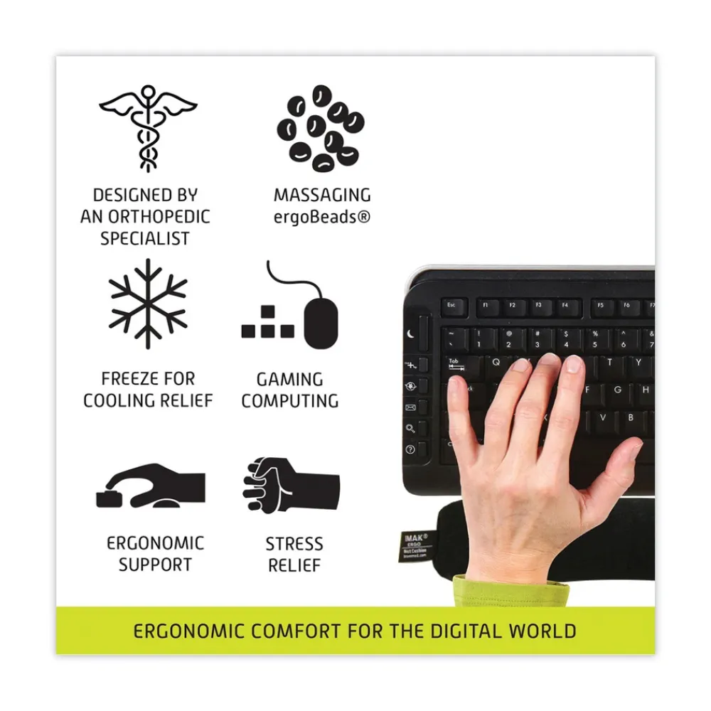 Hot 17.75 in. x 3 in. Keyboard Wrist Cushion - Black Office Furniture & Lighting