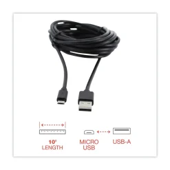 Online 10 ft. USB to Micro USB Cable - Black Office Electronics & Batteries
