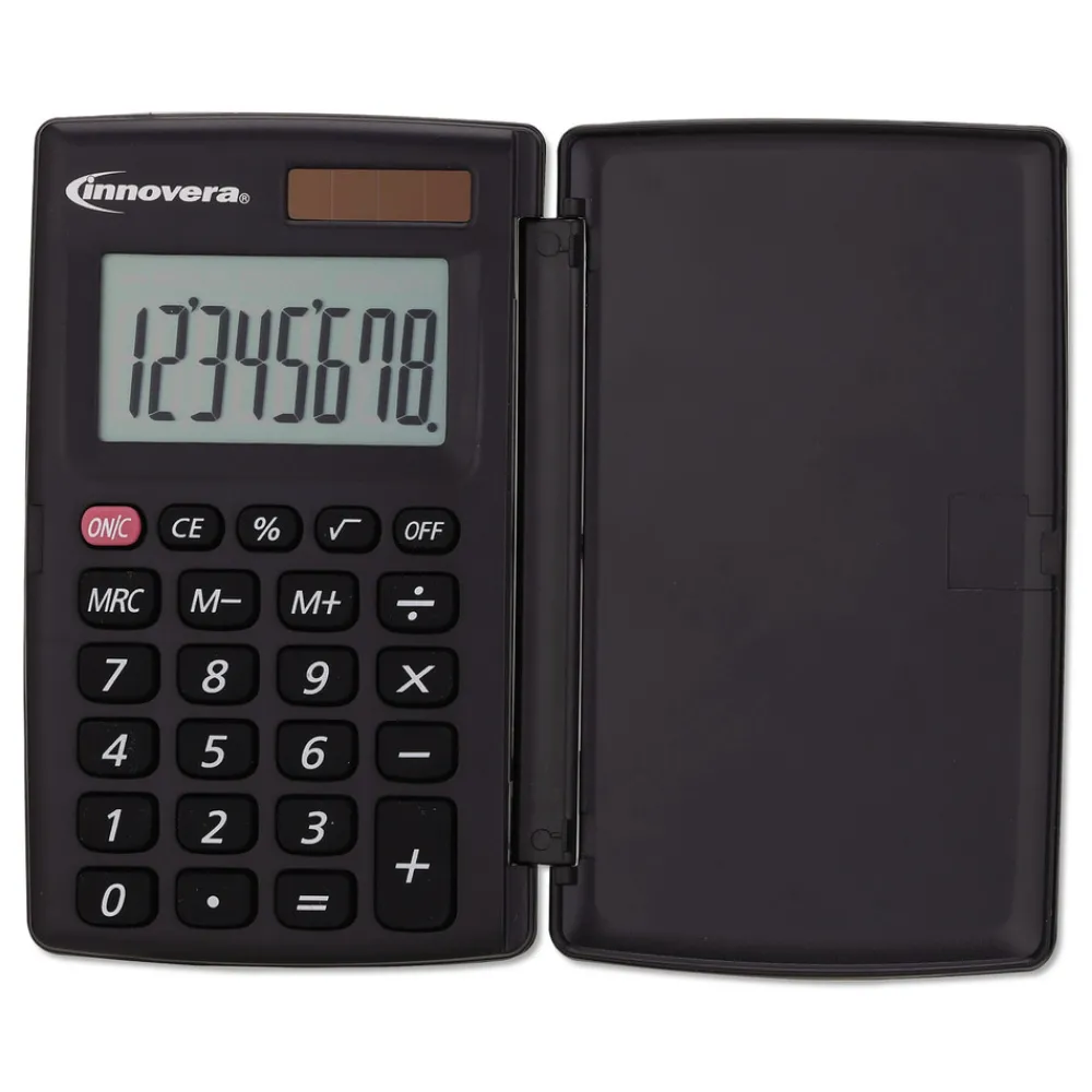 Outlet 8-Digit LCD Pocket Calculator with Hard Shell Flip Cover Office Electronics & Batteries