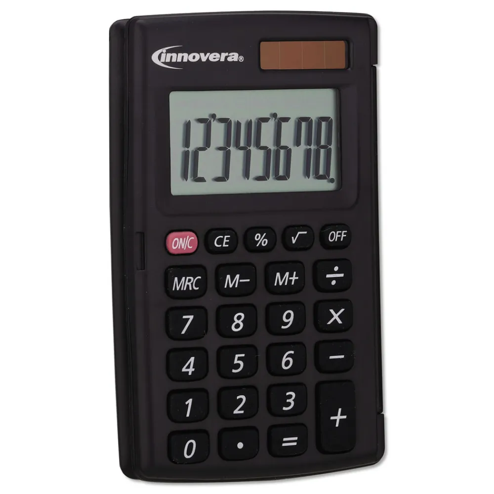 Outlet 8-Digit LCD Pocket Calculator with Hard Shell Flip Cover Office Electronics & Batteries