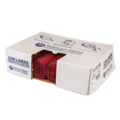 Outlet 10 gal. 1.3 mil 24 in. x 23 in. Institutional Low-Density Can Liners - Red (25 Bags/Roll, 10 Rolls/Carton) Trash & Waste Bins