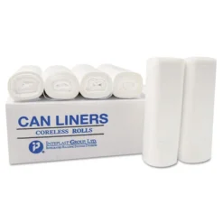 1000/Carton 24 x 24 7-10 gal .35 mil Institutional Low-Density Can Liners - Black Trash & Waste Bins