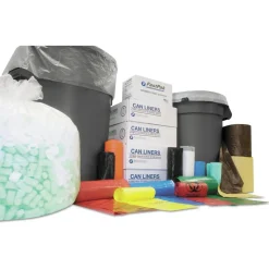 1000/Carton 24 x 24 7-10 gal .35 mil Institutional Low-Density Can Liners - Black Trash & Waste Bins
