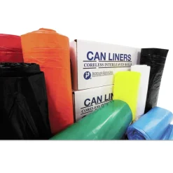 1000/Carton 24 x 24 7-10 gal .35 mil Institutional Low-Density Can Liners - Black Trash & Waste Bins