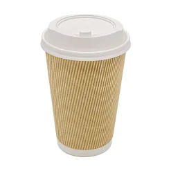 Sale 16 oz Ripple Hot Cups - Kraft/White (500/Carton) Tabletop And Serveware