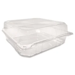 Outlet PET Plastic Hinged Container 9 x 9 x 3.6 Clear Plastic 100/Pack 2 Packs/Carton Tabletop And Serveware