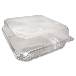 Outlet PET Plastic Hinged Container 9 x 9 x 3.6 Clear Plastic 100/Pack 2 Packs/Carton Tabletop And Serveware