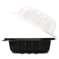 Clearance Polypropylene Plastic Hinged Container 6 x 6 x 3 Black/Clear Plastic 50/Pack 6 Packs/Carton Tabletop And Serveware
