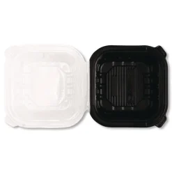 Clearance Polypropylene Plastic Hinged Container 6 x 6 x 3 Black/Clear Plastic 50/Pack 6 Packs/Carton Tabletop And Serveware