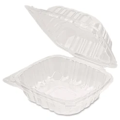 New Polypropylene Plastic Hinged Container 6 x 6 x 3.3 Clear Plastic 50/Pack 6 Packs/Carton Tabletop And Serveware