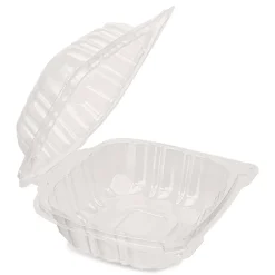 New Polypropylene Plastic Hinged Container 6 x 6 x 3.3 Clear Plastic 50/Pack 6 Packs/Carton Tabletop And Serveware