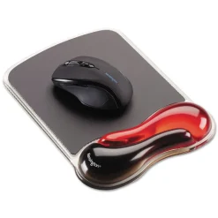 Discount 9.37 x 13 Duo Gel Wave Mouse Pad with Wrist Rest - Red Office Furniture & Lighting