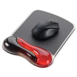 Discount 9.37 x 13 Duo Gel Wave Mouse Pad with Wrist Rest - Red Office Furniture & Lighting
