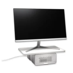 New FreshView Wellness 22.5 in. x 11.5 in. x 5.4 in. Supports 200 lbs. Monitor Stand with Air Purifier, For 27-in Monitors - White Desk Accessories & Office Organizers