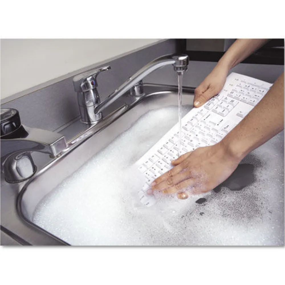 Discount Pro Fit USB Washable Keyboard, 104 Keys - White Office Electronics & Batteries