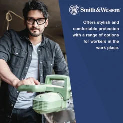 New 19836 Code 4 Safety Glasses - Black Frame, Smoke Lens (12/Box) Eye Protection