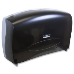 New 20.4 in. x 5.8 in. x 13.1 in. Cored JRT Jumbo Combo Tissue Dispenser - Smoke/Gray Cleaning & Janitorial Supplies