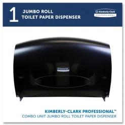 New 20.4 in. x 5.8 in. x 13.1 in. Cored JRT Jumbo Combo Tissue Dispenser - Smoke/Gray Cleaning & Janitorial Supplies