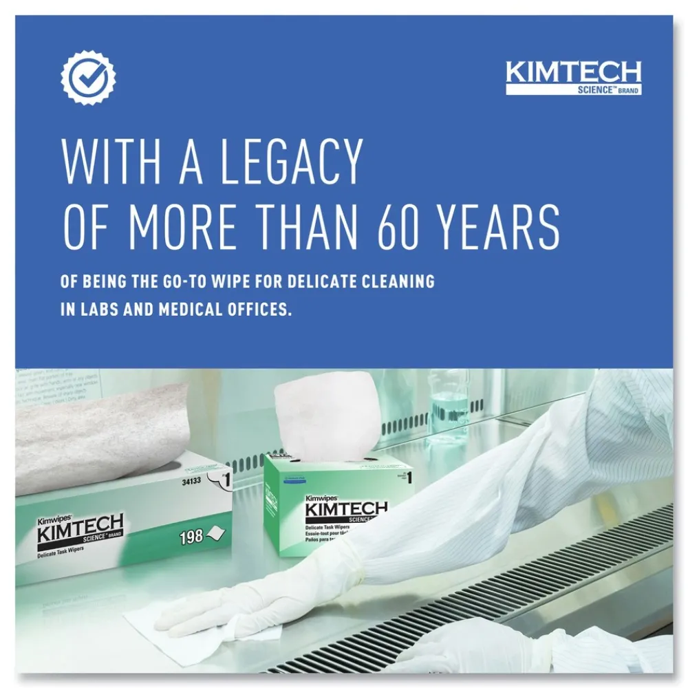 Best Kimwipes 11.8 in. x 11.8 in. Delicate Task Wipers - Unscented, White (2940/Carton) Cleaning & Janitorial Supplies