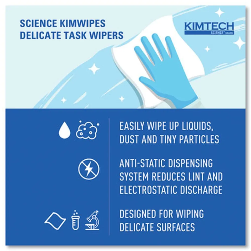 Clearance 1-Ply 4.4 in. x 8.4 in. Kimwipes Delicate Task Wipers - Unscented, White (16800/Carton) Cleaning & Janitorial Supplies