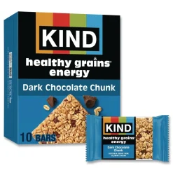 Hot 1.4 oz Healthy Grains Energy Bars - Dark Chocolate Chunk (10/Box) Food And Snacks