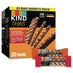New 0.74 oz Thins Bar Variety Pack - Dark Chocolate Cherry Cashew/Peanut Butter Dark Chocolate (20/Box) Food And Snacks