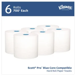 Online 1-Ply 7.5 in. x 700 ft. Hard Roll Paper Towels with Premium Absorbency Pockets - White with Blue Core (6/Carton) Paper & Dispensers