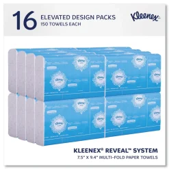Clearance 2-Ply 8 in. x 9.4 in. Reveal Multi-Fold Towels - White (16/Carton) Paper & Dispensers