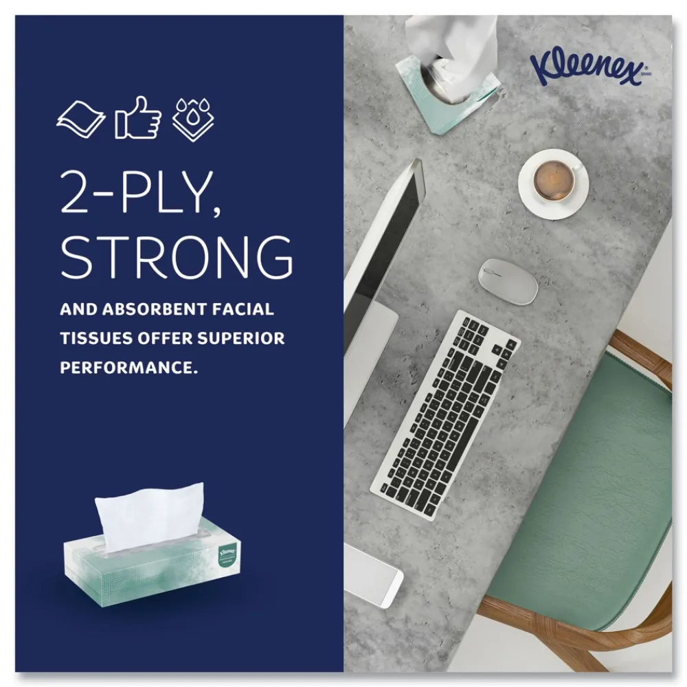 Hot 2-Ply Flat Box Naturals Facial Tissue for Business - White (125 Sheet/Box) Paper & Dispensers