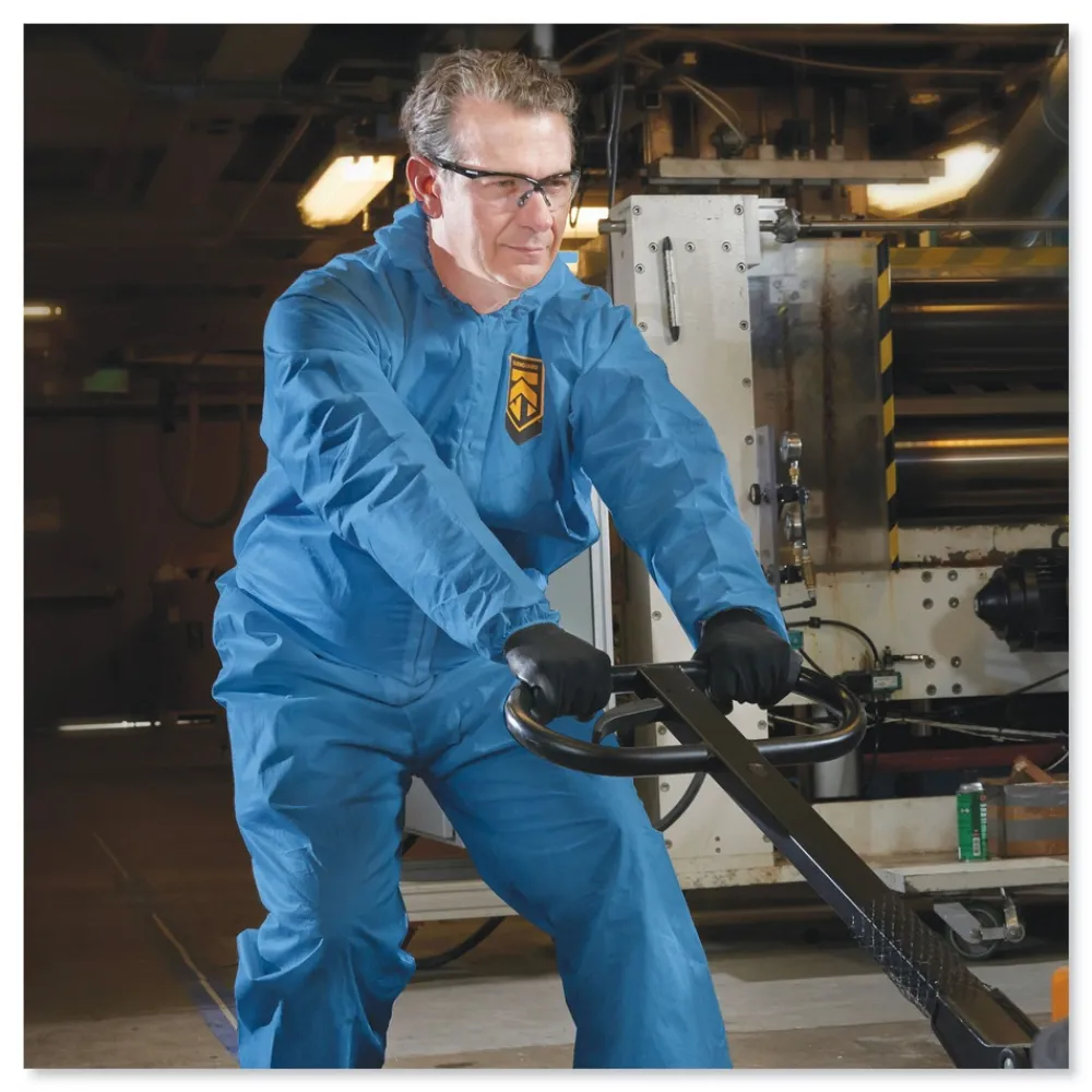 New A40 Elastic-Cuff Ankle Hood and Back Coveralls - X-Large Blue (24/Carton) Bib Overalls