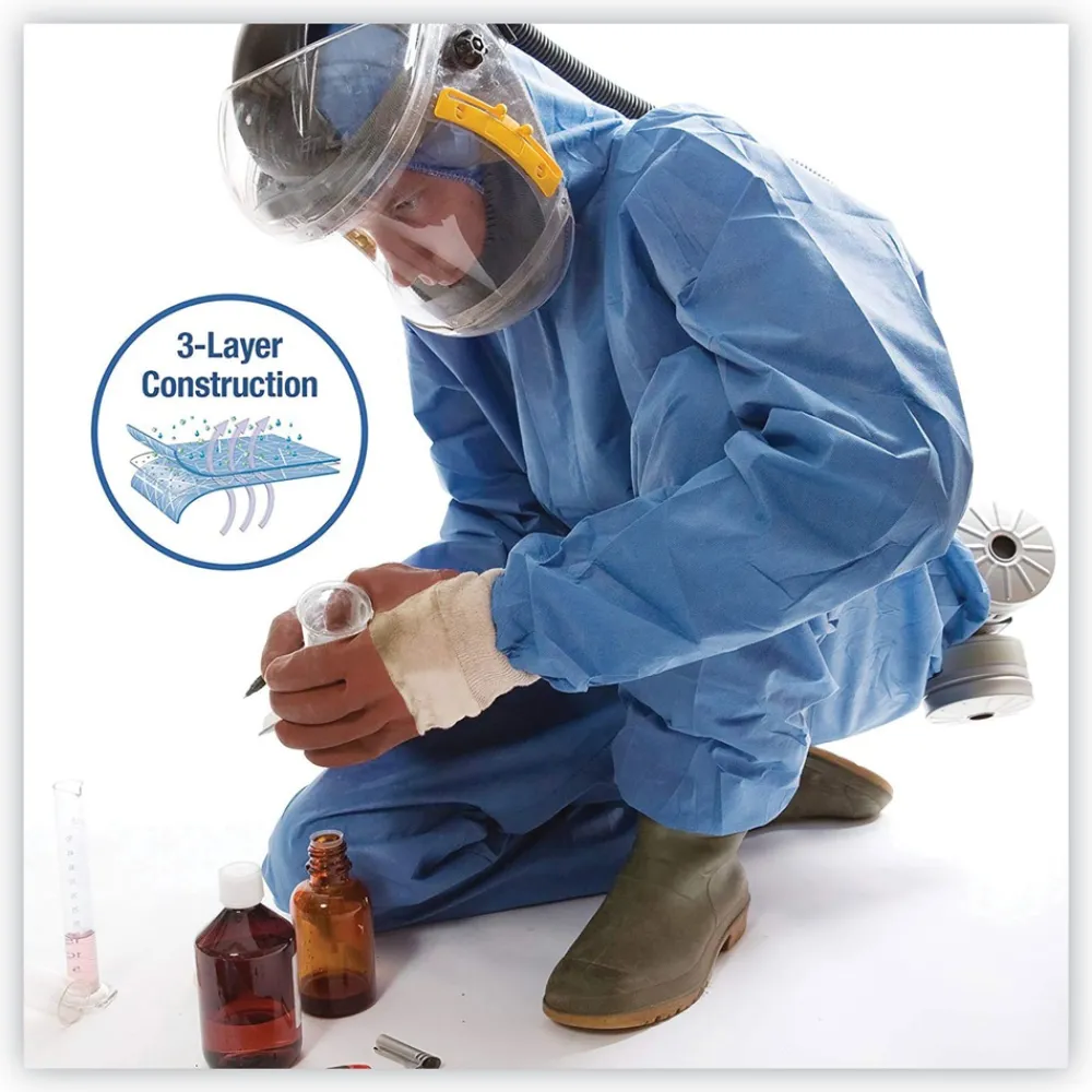 New A40 Elastic-Cuff Ankle Hood and Back Coveralls - X-Large Blue (24/Carton) Bib Overalls