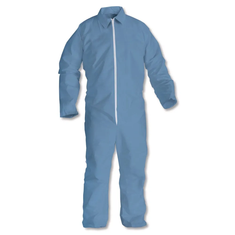 Best A65 Zipper Front Flame Resistant Coveralls with Hood/Elastic Wrists and Ankles - 3X-Large/Blue (21/Carton) Bib Overalls