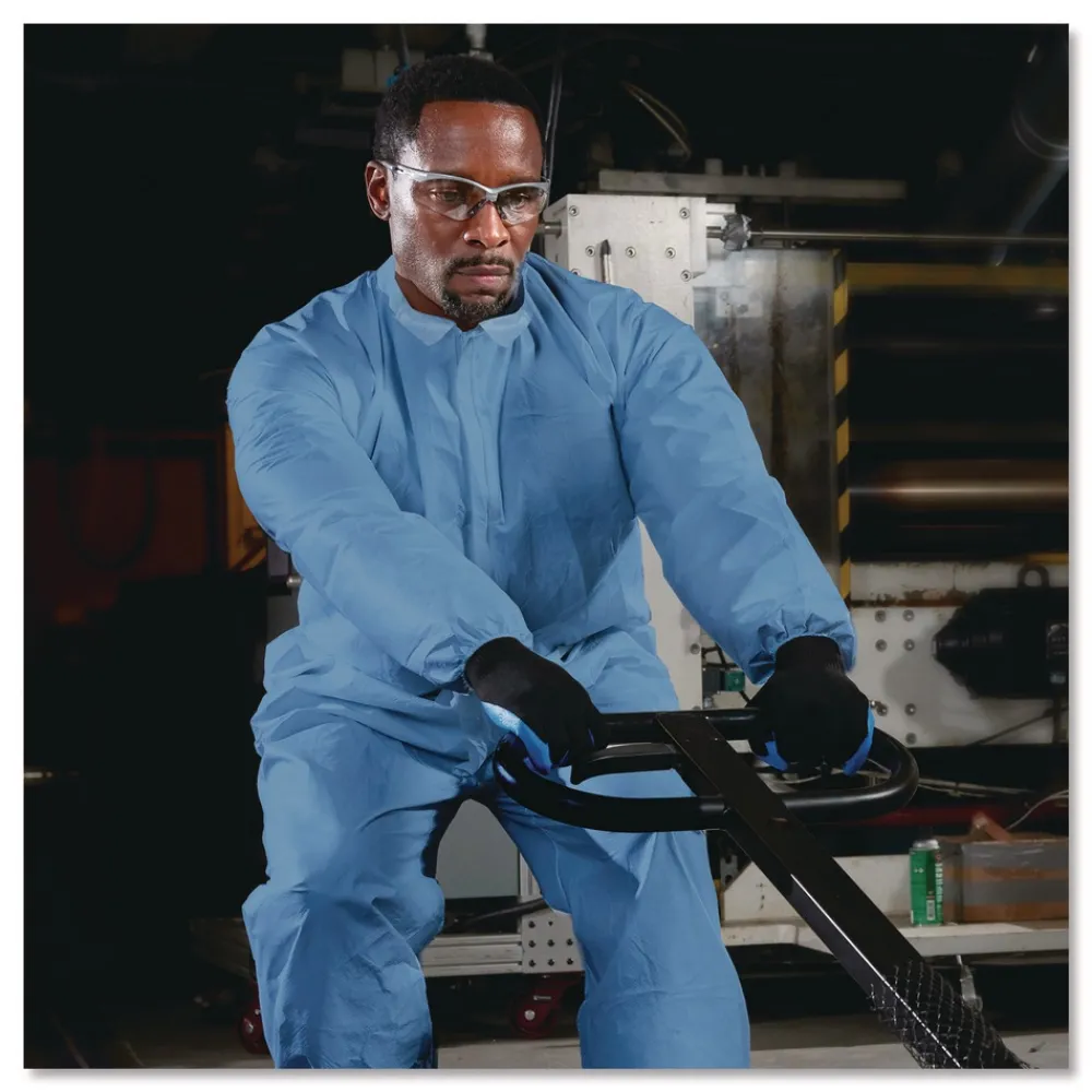 Best A65 Zipper Front Flame Resistant Coveralls with Hood/Elastic Wrists and Ankles - 3X-Large/Blue (21/Carton) Bib Overalls