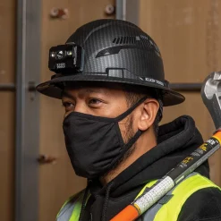 Sale 60347 Class C Vented Full Brim Hard Hat with Rechargeable Lamp - KARBN Pattern Protective Head Gear